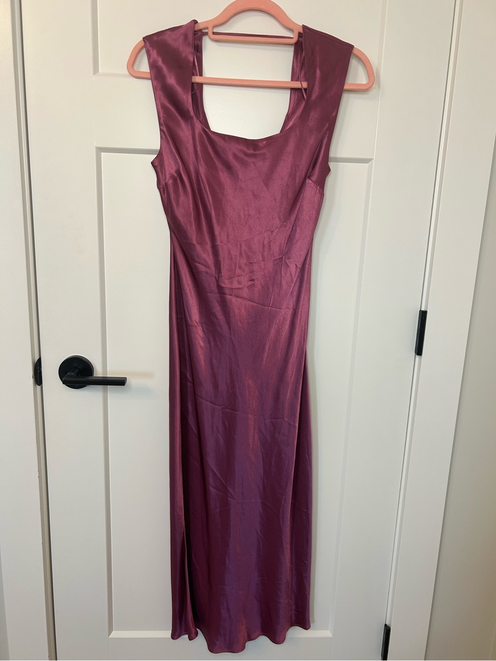 Dynamite Damson Satin Scoop Neck Midi Slip Dress Sz Small Wine
